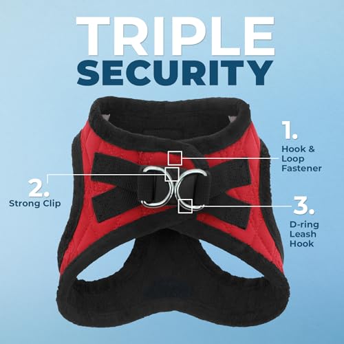 Best Pet Supplies Voyager Step-in Plush Dog Harness - Soft, Step in Vest Harness and Reflective Dog 5 ft Leash Combo with Neoprene Handle for Small and Medium Dogs, Red Plush, M - color: Harness Leash Set (Red Plush), size: M (Chest: 16 - 18")