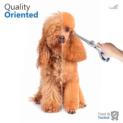 Professional 4.5-Inch Thinning Shears - Small Dog Grooming Scissors for Dogs' Faces and Eyes - Sharp & Durable - Ideal for Tight Spaces and Detailed Grooming - Pet and Cat Grooming Supplies - size: 4.5 Inch