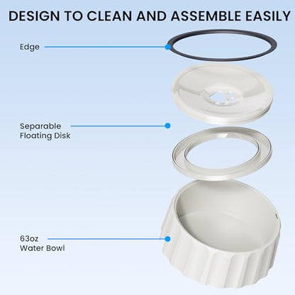 Dog Water Bowl No Spill 70oz/2L Large Capacity Dispenser Non Slip No Splash Bowl Pet Slow Feeder No Drip Dog Water Bowl on Vehicle Slow Water Bowl for Dogs and Cats - color: White