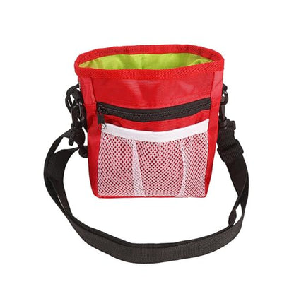 Dog Treat Waist Bag- Lightweight Pet Training Bag with Pocket for Poop Bag, Multi-Way Wear Large Capacity Snack Storage for Dog Training & Walking (Red) - color: Red