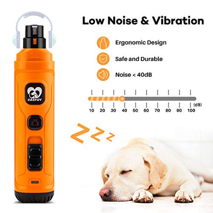 Casfuy Dog Nail Grinder with 2 LED Light - New Version 2-Speed Powerful Electric Pet Nail Trimmer Professional Quiet Painless Paws Grooming & Smoothing for Small Medium Large Dogs and Cats (Orange) - color: A-Orange