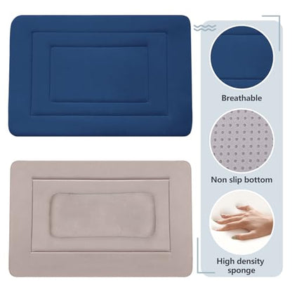 Dog Bed Soft Dog Crate Bed Pad Mat, 42 in Non Slip Bottom Washable Dog Beds for Large Dogs, Pet Bed Mattress Kennel Pad, Dark Blue - color: Dark Blue, size: 42.0"L x 28.0"W x 1.2"Th