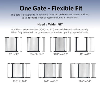 Midwest 39" Steel Walk-Thru Dog Gate, Graphite | Pressure Mounted, Expands 29.5"- 38" Wide, Auto-Close Door, Spring-Loaded Latch, Includes Two 3" Extensions - color: Graphite, size: 39-Inch