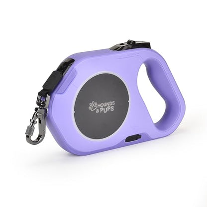 Hounds & Pups Retractable Dog Leash, 15 ft Length, LED Light for Night Walks (Purple) - color: purple