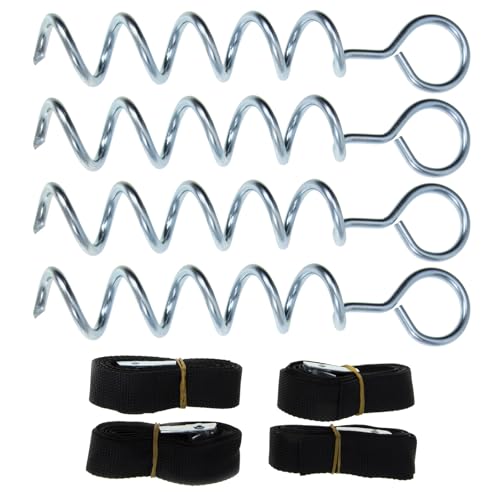 Spiral Shaped Dog Stake and Portable Tent Ground Anchor Set with Wear-Resistant Steel, Heavy Duty Tie Out Stake for Outdoor Camping, Trampolines, and Pet Security