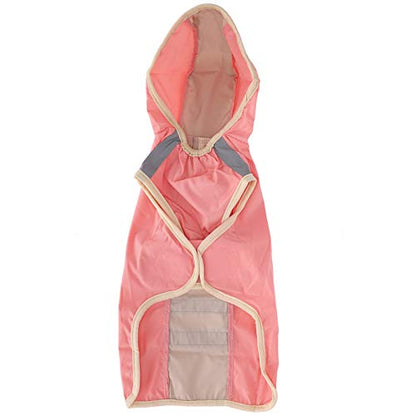 Dog Raincoat Breathable Reflective Stripe Lightweight Hooded Pet Rain Jacket for Small Medium Large Dogs Polyester Durable Outdoor Walking (S) - size: S