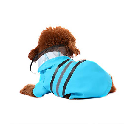 Wizland Reflective Dog Raincoat Dog Rain Jacket with Hood Lightweight Waterproof Rain Coat for Puppies (Blue L) - color: Blue, size: Large