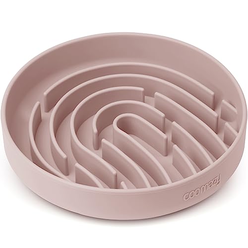 Coomazy Large Silicone Slow Feeder Dog Bowls, Interactive Puzzle Toy for Pets Food Training, Keeps Dogs Busy, Prevents Puppy Overeating (Dusty Pink, Large: 3.2Cup) - color: Dusty Pink, size: 3.2 Cup