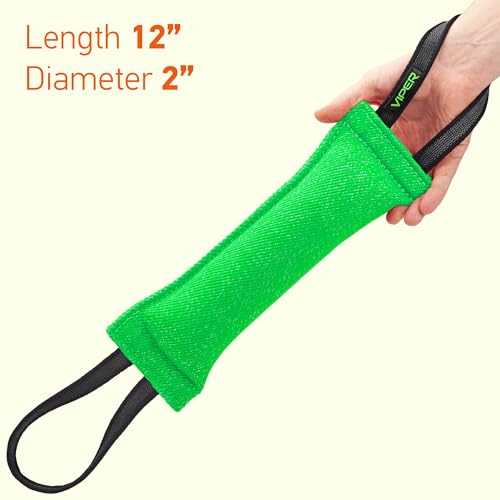Viper Heavy Duty French Linen Dog Bite Tug Toy - K9 Trainer, Tough and Durable for Dogs Shutzhund IPO K-9 - Green - 16in L x 2.5in W - color: Green, size: 16in L x 2.5in W