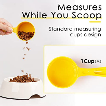 SUPERDESIGN 1 Cup Dog Food Scoop for Container Melamine Measuring Scoop for Dogs Cats Birds and Rabbits Pet Food Feeding Scoop Dishwasher Safe - Yellow - color: Yellow - 1 Cup