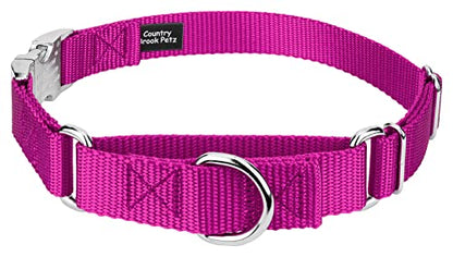 Country Brook Petz - Martingale Dog Collar - Heavy Duty Nylon Adjustable Martingale Dog Collar with Premium Buckle for Small Medium Large Breeds (5/8 Inch, Extra Small, Fuchsia) - color: Fuchsia, size: Extra Small (Pack of 1)
