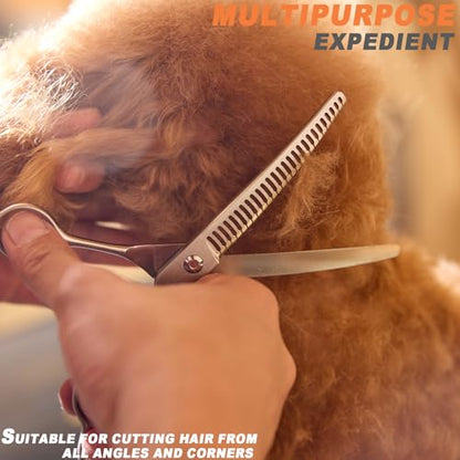 High-end Professional Dog Grooming Curved Thinning Scissors Teeth Blending Shears Pet Texturizing Thinner Blender Shears 7 Inch Extremely Very Sharp Made Of Stainless Steel Alloy For Dog Cat Groomer - style: 7inch Big Teeth Curved Thinning
