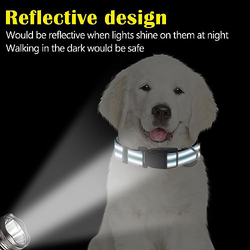 Sanwuta 12 Pcs Reflective Puppy Dog Collars Bulk for Litter Nylon Whelping Adjustable Collars Safety Dogs with Locking Buckle Soft Padded Breathable Puppy Collar for Cats Pets(Medium) - size: Medium