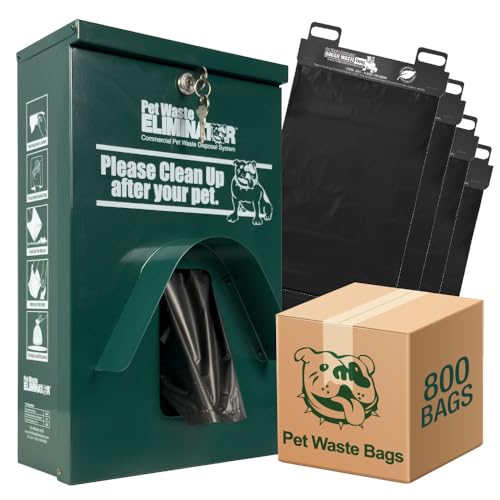 Dog Waste Station Dispenser Box - 800 FREE Dog Poop Bags- Made of Rustproof Aluminum - Pet Waste Bag Dispenser with Lock and Rainguard - For Commercial Use, Parks, Condos, HOA (Green) - color: A- Green