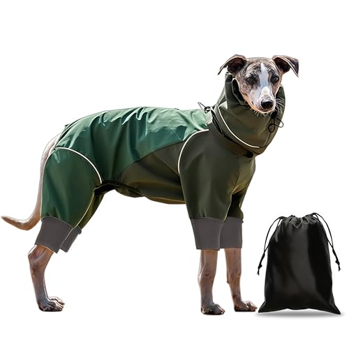 Dog Lightweight Raincoat Windbreaker, 4-in-1 Waterproof Windproof Windproof Snowproof Scratch-Resistant Outdoor Full Body Jacket Shell, Reflective Strips, Travel Dog Coat for Hiking, Green, M - color: Green, size: Medium