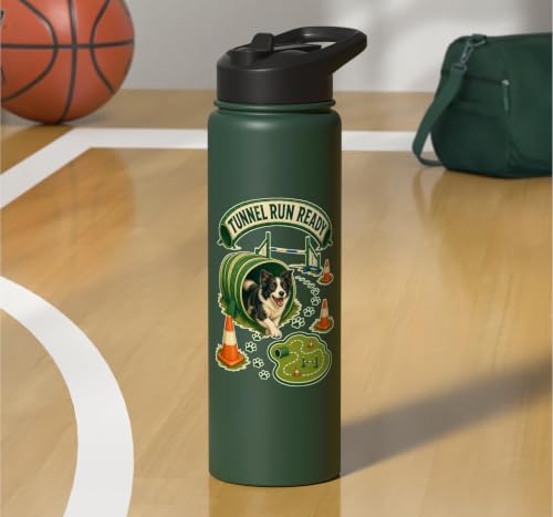 TUNNEL RUN READY Dog Agility Cones Stainless Steel Insulated Water Bottle - color: Dark Green