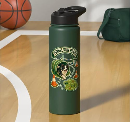 TUNNEL RUN READY Dog Agility Cones Stainless Steel Insulated Water Bottle - color: Dark Green