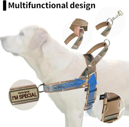 No Pull Dog Harness for Small Medium Large Sized Dogs, Escape Proof Adjustable Dog Harnesses with 2 Patch, Green Camo, L - color: Green Camo, size: L-Chest size 25-31''