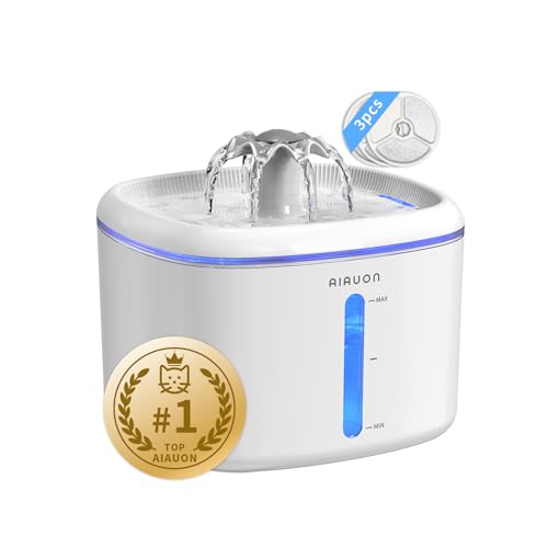 Cat Water Fountain,2.5L/84oz Pet Water Fountain for Cats Inside, Cat Fountain for Drinking with Ultra Quiet Pump(≤20dB)& LED Blue Light - for Pets Small Animals (Cat Fountain+3 Filters) - color: Cat Fountain+3 Filters