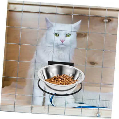 Hemoton Space-Saving Wall-Mounted Dog Bowl Raised Cat Bowls Pet Feeder Station Dog Food Holder Stainless Steel