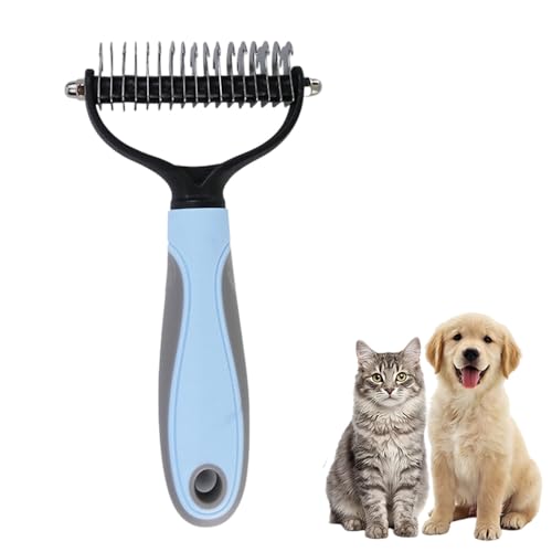 Dematting Comb for Dogs and Cats, 2026 Upgraded Pet Pro Tool Grooming, Dual-Sided Deshedding and Dematting Brush, Ergonomic Pet Grooming Brush, Gentle Pet Hair Remover Comb - color: Blue, size: L