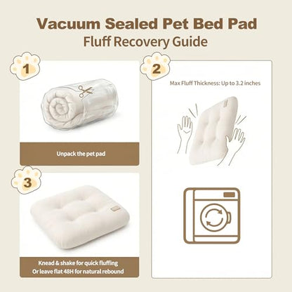 Washable Dog Bed Ultra Soft Plush Dog Crate Mat, Dog Bed for Crate, 3.2" Thick Dog Bed Mat, Kennel Pad for Small and Medium Dogs, Beige (Beige, 24" L x 18" W x 3.2" Th) - size: 24"L x 18"W x 3.2"Th