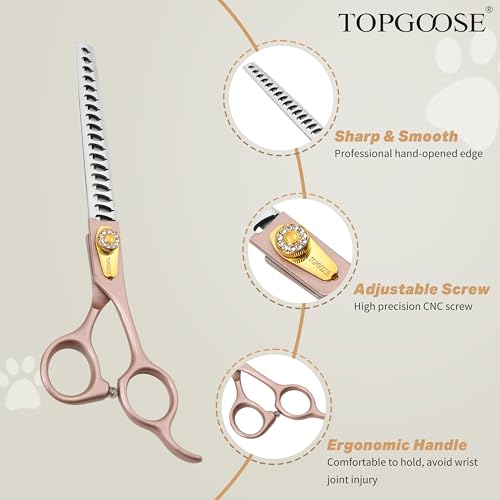 Thinning Shears for Dogs and Cats Pet Grooming Scissors Chunkers Shears 440C Stainless Steel Professional Dog Trimming Scissors 7.5'' (Rose Gold, Chunker) - color: Rose Gold