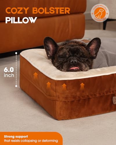 Upvilla Orthopedic Dog Bed, Four-Sided Cushioned Egg-Shaped Foam Dog Sofa, Waterproof Removable Cover, Cat Bed with Non-Slip Base, Small Pet Bed,Brown - color: Brown, size: 24"l x 18"w x 6"th