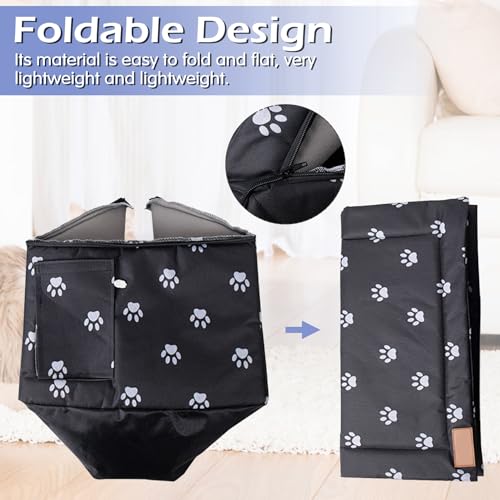Fhiny Stray Cats Shelter, Waterproof Outdoor Cat House Foldable Warm Pet Cave for Winter Wild Animal Tent Bed Anti-Slip Kitten Cave for Feral Cat Dog Puppy Weatherproof Black (S:13.4"×11.8"×13.7") - size: S:13.4"×11.8"×13.7"