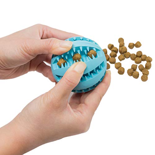 Youngever 2 Pack Dog Ball Toys for Pet Tooth Cleaning, Chewing, Fetching, Treat Ball Food Dispensing Toys (Large 2.75 Inch) - size: Large 2.75 inch