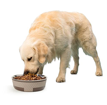 PetRageous 16017 Kona Stainless Steel Non-Slip Dishwasher-Safe Bowl 6.5-Cup 8.5-Inch Diameter 2.75-Inch Tall for Large and Extra Large Dogs and Cats, Brown