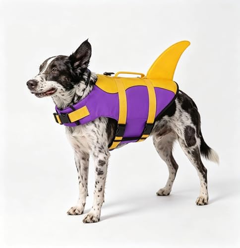 Dog Life Jacket with Removable Neck Float High Buoyancy Adjustable Pet Swim Vest with Rescue Handle for Swimming Boating (Yellow, Small) - color: Yellow, size: Small