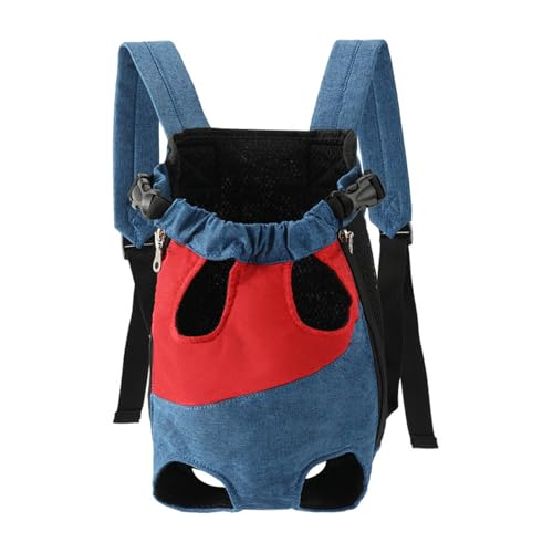Lightweight Pet Backpack Carrier for Small Dogs & Cats - Easy-Fit Adjustable Straps, Basic Legs-Out Design, Durable for Daily Use (Fits Pets Under 15lb). (Red-Blue Color-Blocked, Large(8.8lb-11lb)) - color: Red-blue color-blocked, size: Large(8.8lb-11lb)