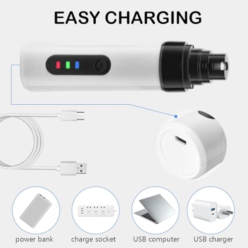 Silent Dog Nail Grinder, 2025 Upgraded Pet Nail Trimmer with 2-Speed Settings & 3 Grinding Ports, USB Rechargeable Dog Nail Clippers for Small, Medium & Large Pets