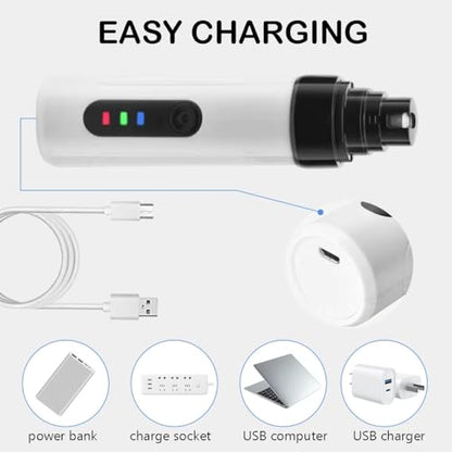Silent Dog Nail Grinder, 2025 Upgraded Pet Nail Trimmer with 2-Speed Settings & 3 Grinding Ports, USB Rechargeable Dog Nail Clippers for Small, Medium & Large Pets