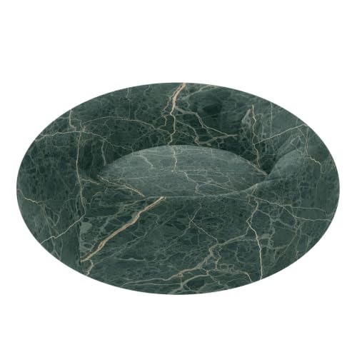 Calming Dog Bed for Small Dogs & Cats Plush Washable Donut Bed | Green Marble 13" Anti Anxiety Round Pet Bed with Raised Rim, Warm & Anti-Slip Cushion for Indoor Pets - size: 13 inch