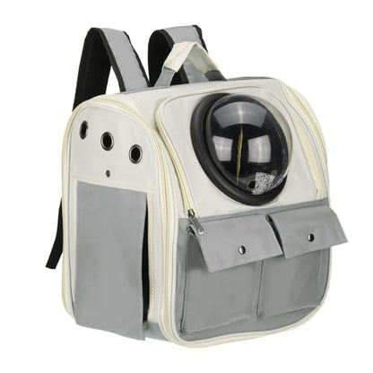 Pet Backpack Carrier, Portable and Ventilated, Oxford Cloth, Dogs Cats and Small Animals Travel Bag 13.39", (Gray, 1 Pcs), Intended for Hiking/Camping/Traveling - color: Gray