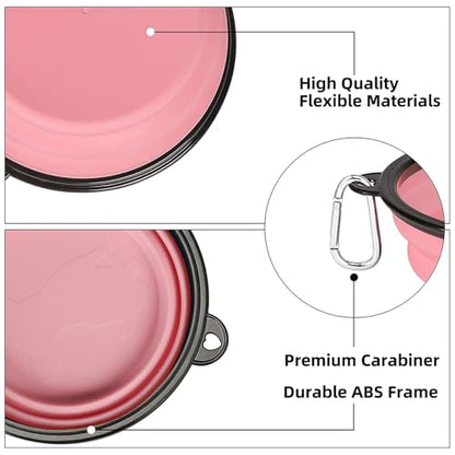 Kytely Large Collapsible Dog Bowls 2 Pack, 34oz Foldable Dog Travel Bowl, Portable Pet Water Food Bowl with Clasp, Pet Cat Feeding Cup Dish for Traveling, Walking, Hiking (Pink+Purple) - color: Purple & Pink