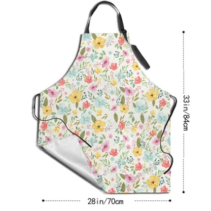 Sweetshow Cute Dog Apron with 2 Pockets and Adjustable Neck Waterproof Kitchen Cooking Dog Grooming Aprons for Women Men - color: Watercolor Flower