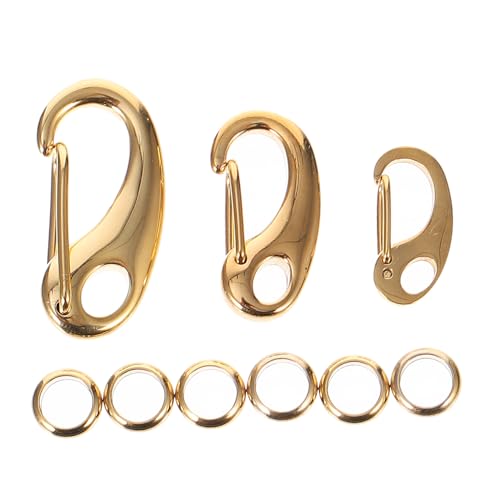 Toyvian 3Pcs Stainless Steel PET Tag Clips with Quick Release Hooks for Dog and Cat Collars Sturdy Lobster Connectors with 6 Rings
