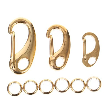 Toyvian 3Pcs Stainless Steel PET Tag Clips with Quick Release Hooks for Dog and Cat Collars Sturdy Lobster Connectors with 6 Rings