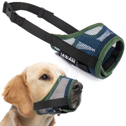 Coppthinktu Dog Muzzle - Soft Mesh Mouth Guard for Small, Medium, Large Dogs - Breathable, Adjustable Cover to Prevent Biting, Barking - Allows Panting, Drinking - size: L