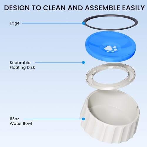 Dog Small Animals Water Bowl No Spill 70oz/2L Large Capacity Dispenser Non Slip No Splash Small Animals Bowl Pet Slow Feeder No Drip Dog Water Bowl on Vehicle for Dogs and Cats - Blue - color: Blue