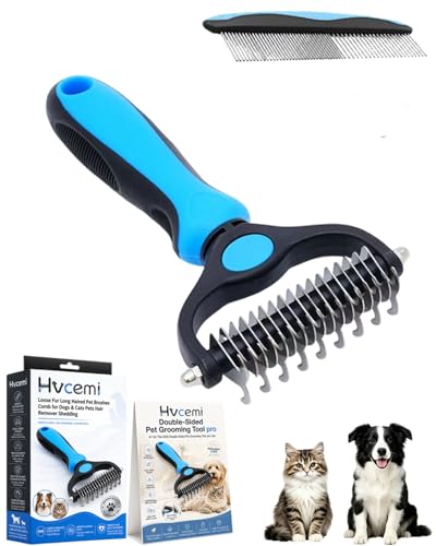 Double-Sided Pet Grooming Tool pro Brush for Deshedding Dog Brush Removes Tangles Knots and Loose Fur Long Haired Pet Brushes Comb for Dogs & Cats Pets Hair Remover Shedding(1pcBlue(L)) - color: 1pcBlue(L)