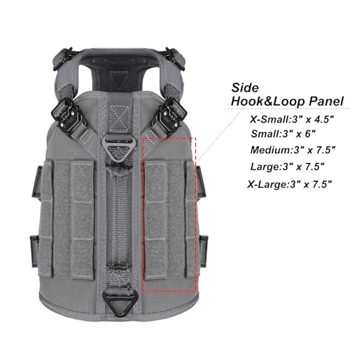 ICEFANG GN3 Tactical Dog Harness with 6X Buckle,Dog Molle Vest with Handle,3/4 Body Coverage,Hook and Loop Panel for ID Patch,No Pulling Front Clip (XS (17"-23" Girth), Wolf Gray) - color: Wolf Gray, size: XS (Pack of 1)