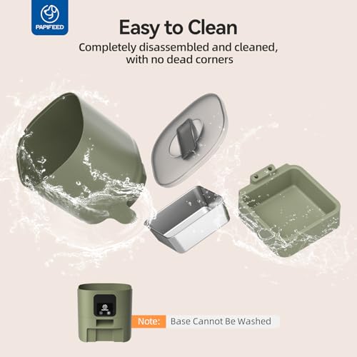 PAPIFEED Automatic Cat Feeder with App, 2.4G WiFi Cat Food Dispenser, 6L Timed Cat Feeders for Dry Food, 10 Meals/Day, 12 Portions/Meal, Dual Power Supply Smart Pet Feeder for Small Dog, Army Green - color: Green