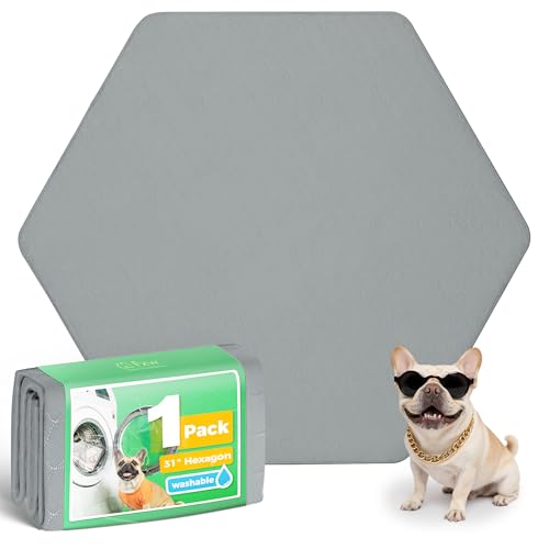 FXW Washable Pee Pads for Dogs, Puppy Pads with Super Absorbent, Specifically Designed for FXW Rollick/Homeplus 24inch 6 Panels Dog Playpen, 31" Hexagon, Gray, 1 Pack - color: Gray, size: 31" Hexagon (1 Pack)