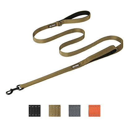 OneTigris Handled No-Pull Dog Walking Leash Long Traffic Leads for Medium to Large Dogs (Brown, 6FT) - color: Brown, size: 6FT