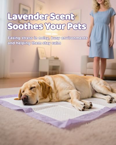 iweepet 36"x36" 4XL Lavender Scented Disposable Dog Pee Pads, 45 Count | Extra Large Puppy Training Pads with 6-Layer Super Absorbent Protection, Leakproof Puppy Pads for Large Dogs & Senior Pets - size: 36"x36" Lavender(45counts)