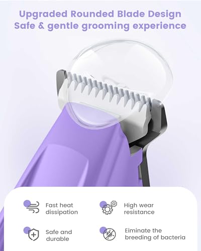 PAPMINI Dog Paw Trimmer with LED Light, 35dB Low Noise Paw Trimmers for Dog's Feet, 2 Speed Safety Electric Dog Clippers for Grooming, Rechargeable Cat Shaver for Paws, Ears, Face, Rump (Purple) - color: Purple